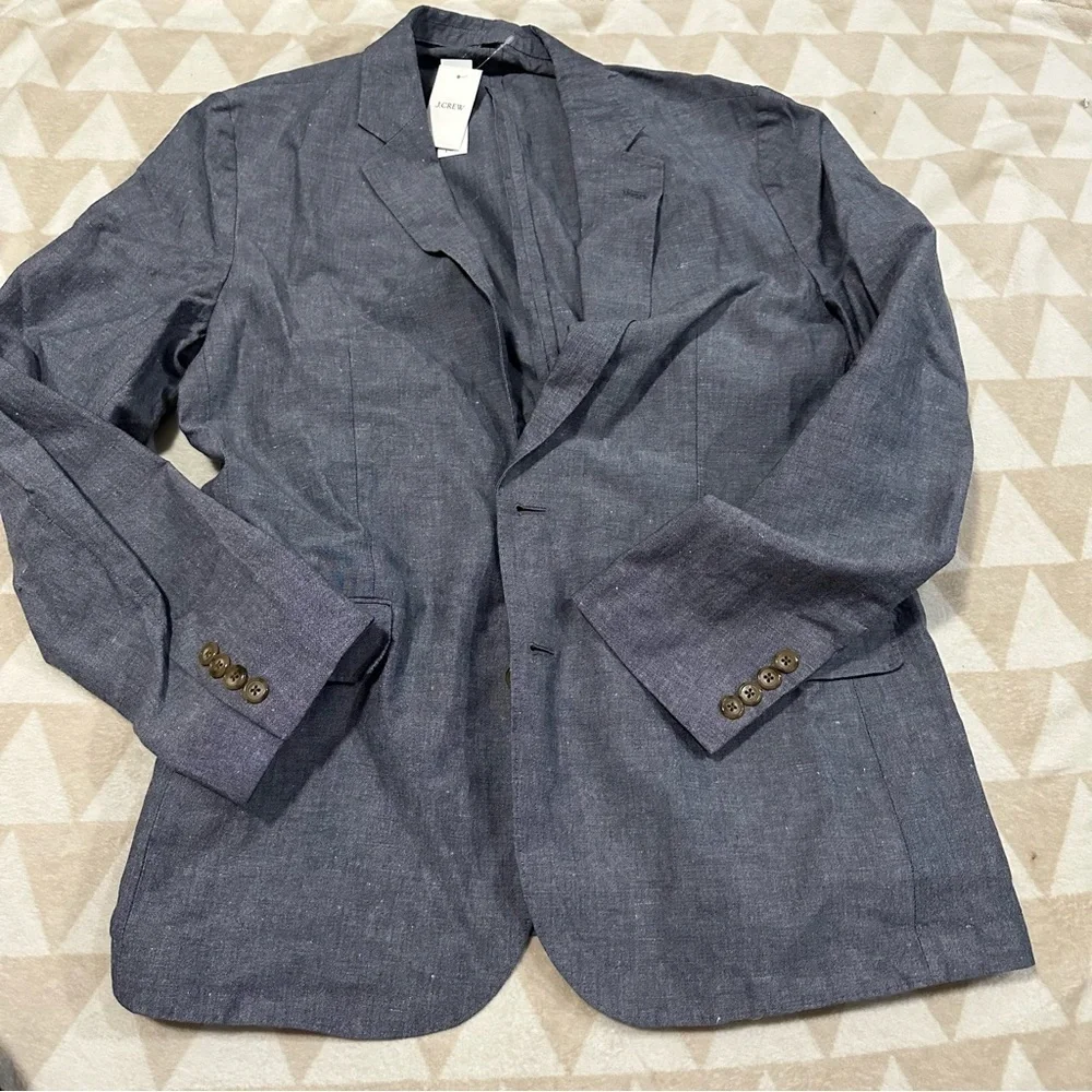 J crew ludlow unstructured suit jacket deep water cotton linen